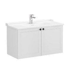 Vitra Root Classic 68744 Lavabo Dolabı, Kapaklı, 100 Cm, Mat Açık Gri, Klasik Lavabolu